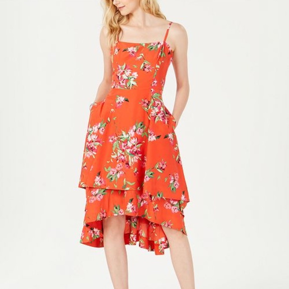 NWT Vince Camuto Floral Tiered High Low Sundress - Picture 3 of 6